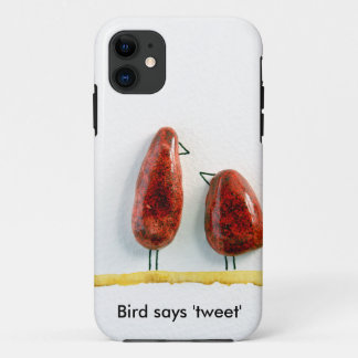 Funda Para iPhone 11 El pájaro dice 'tweet' pájaros de amor cerámica ro