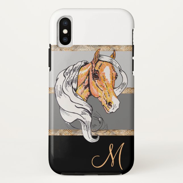 Funda De Case-Mate Para iPhone El Palomino (gradiente negro/rayas doradas) (Reverso)