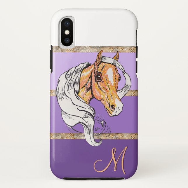 Funda De Case-Mate Para iPhone El Palomino (gradiente violeta/franjas doradas) (Reverso)