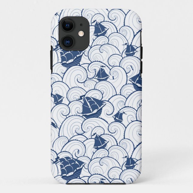 Funda De Case-Mate Para iPhone El Patrón De Los Veleros En El Mar (Reverso)
