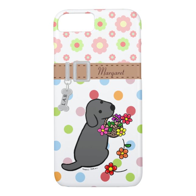 Funda De Case-Mate Para iPhone El perrito negro personalizado del laboratorio (Reverso)