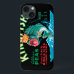 Funda Para iPhone 13 El pez gordo vistiendo una corona en un fondo negr<br><div class="desc">Esta vintage etiqueta de un pez de bajo con una corona en un fondo negro gustará a cualquier amante del arte vintage. Es un anuncio para KingFish Peas. Los colores son muy vivos y nítidos. Elige esta ilustración en tu producto hoy.</div>