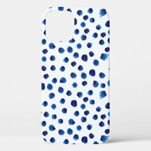 Funda Para iPhone 12 El polka azul acuarela marca un patrón ininterrump