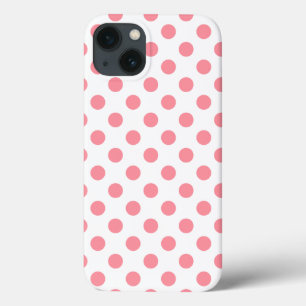 Funda Para iPhone 13 El polka coral y blanco pega el estuche para iPhon