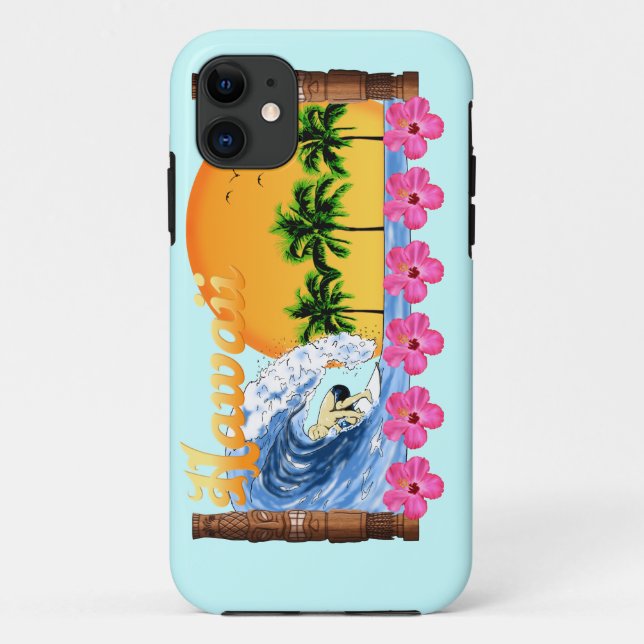 Funda De Case-Mate Para iPhone El practicar surf hawaiano (Reverso)