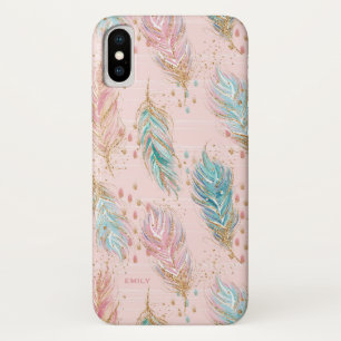 Funda Para iPhone X El purpurina tribal Boho empluma el modelo