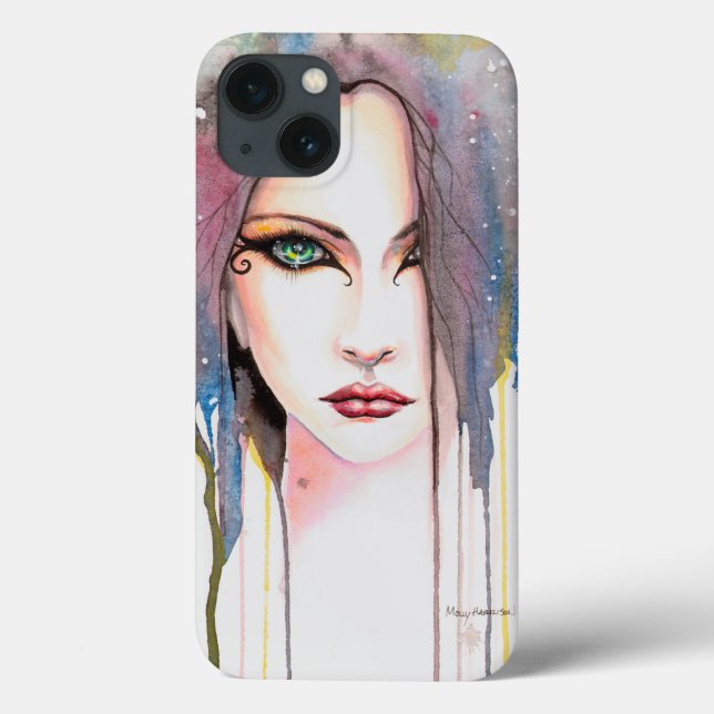 Funda De Case-Mate Para iPhone El retrato de arte moderno con acuarela psiquica (Reverso)