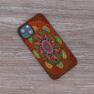 Funda Para iPhone 13 El rojo floral del filtro de Mandala escudero Mani