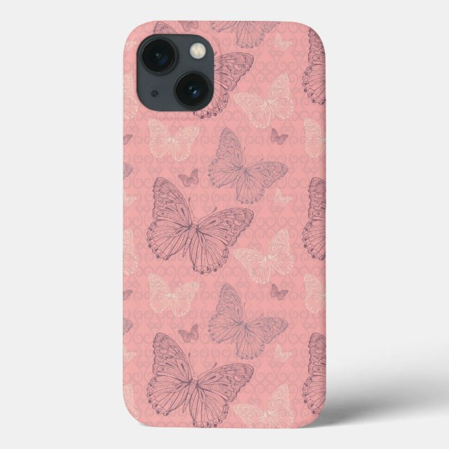 Funda De Case-Mate Para iPhone El rosa de la mariposa (Reverso)