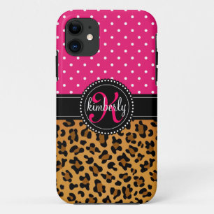 Funda Para iPhone 11 El rosa elegante del estampado leopardo puntea