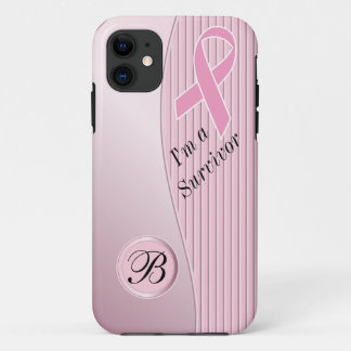 Funda Para iPhone 11 El rosa raya el monograma del superviviente el |