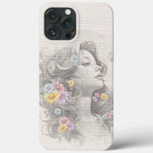 Funda Para iPhone 13 Pro Max El rostro de la mujer con efecto de quemaduras de 