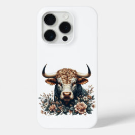 Funda Para iPhone 15 Pro El toro majestuoso en flor