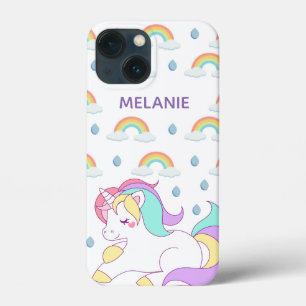 Funda Para iPhone 13 Mini El unicornio y las lluvias cutáneos personalizado