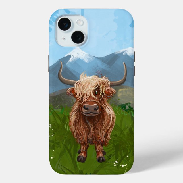 Funda De Case-Mate Para iPhone Electrónica Highland Cow (Reverso )
