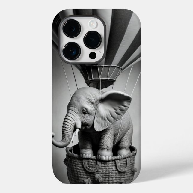 Funda De Case-Mate Para iPhone Elefante bebé en un globo aerostático (Reverso )
