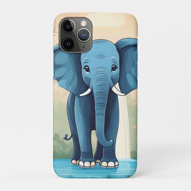 Funda De Case-Mate Para iPhone Elefante Bebé Whimsical Azul, (Reverso)