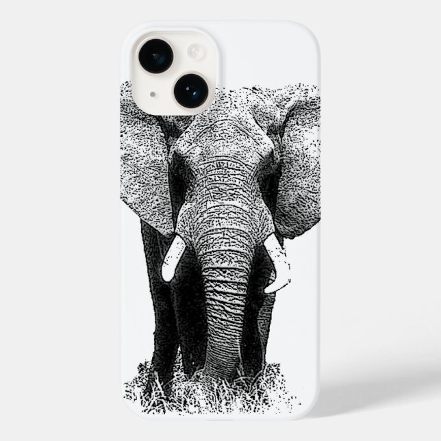 Funda De Case-Mate Para iPhone Elefante blanco y negro (Reverso )