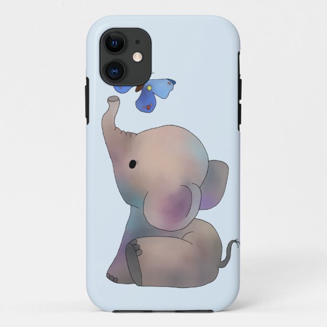 Funda De Case-Mate Para iPhone Elefante con mariposa (Reverso)