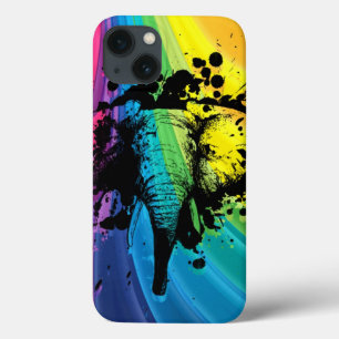 Funda Para iPhone 13 Elefante de toro sobre el arco iris lento