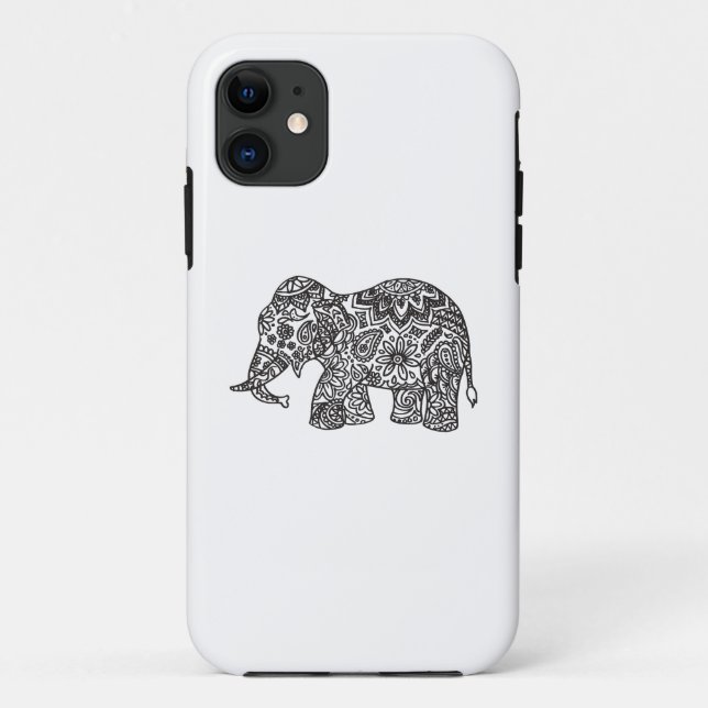 Funda De Case-Mate Para iPhone Elefante del Doodle (Reverso)
