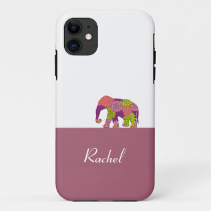 Funda Para iPhone 11 Elefante en el camino (flores coloridas)