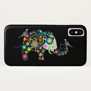 Funda Para iPhone X Elefante floral y pájaros cutáneos