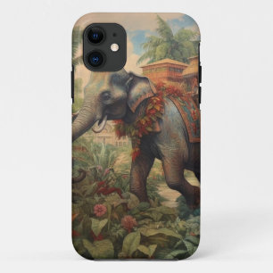 Funda Para iPhone 11 Elefante Imperial y Pabellón Dorado Vintage