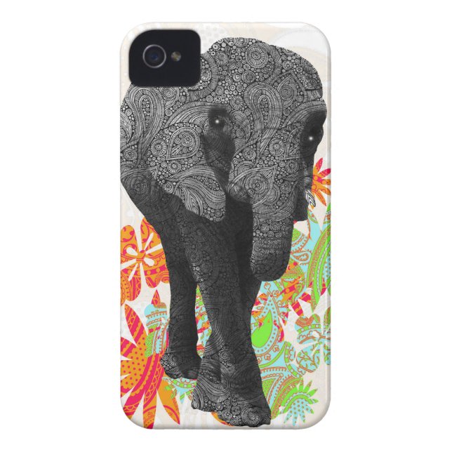 Funda De Case-Mate Para iPhone Elefante lindo del hippy (Atrás)