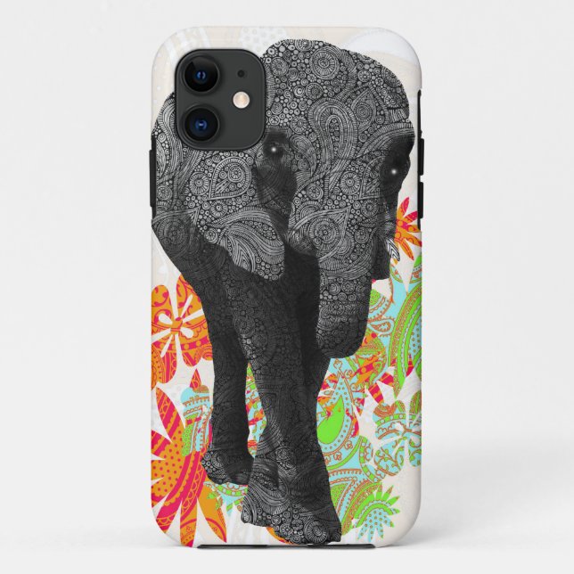 Funda De Case-Mate Para iPhone Elefante lindo del hippy (Reverso)