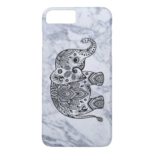 Funda De Case-Mate Para iPhone Elefante Paisley Negro Con Mármol Blanco (Reverso)