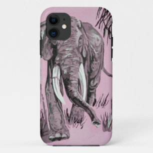 Funda Para iPhone 11 Elefante Pasando Por La Sabana Madera En Rosa