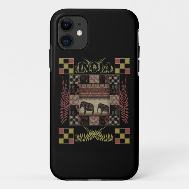 Funda De Case-Mate Para iPhone elefantes étnicos de India (Reverso)