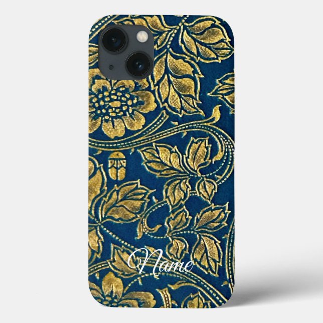 Funda De Case-Mate Para iPhone Elegancia Azul Dorada  (Reverso)