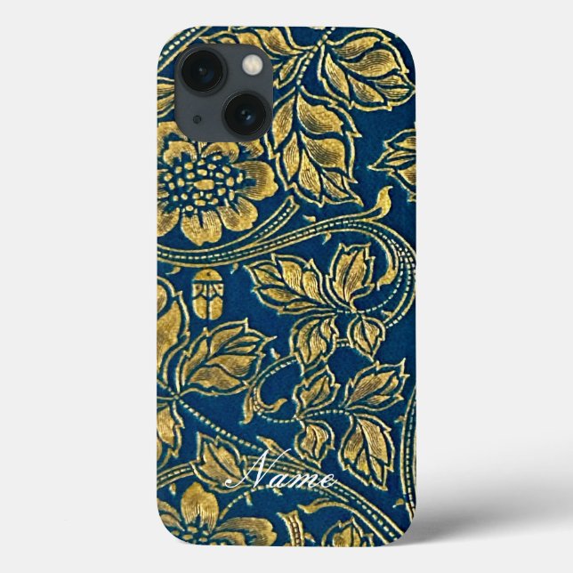 Funda De Case-Mate Para iPhone Elegancia azul dorado (Reverso)