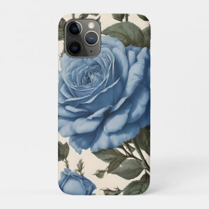 Funda Para iPhone 11 Pro Elegancia azul: Rosas provinciales de época en flo