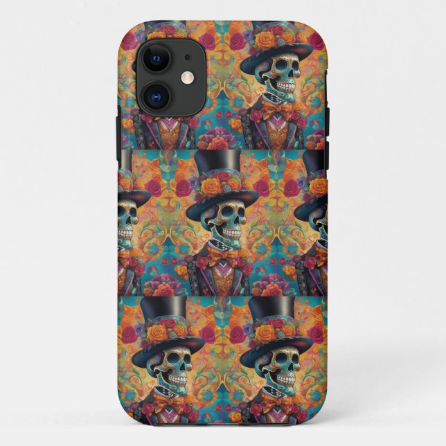 Funda De Case-Mate Para iPhone Elegancia de Dapper Skeleton: Día de los Muertos (Reverso)