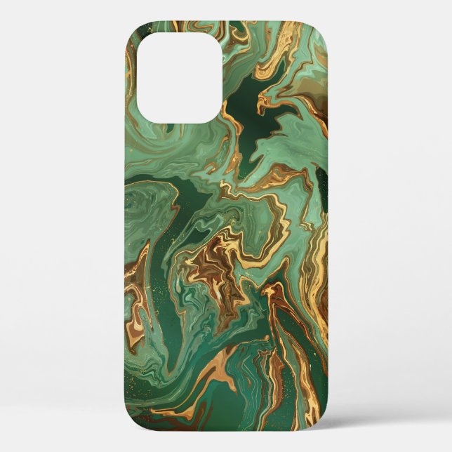 Funda De Case-Mate Para iPhone Elegancia Esmeralda: Lujo de Mármol Dorado (Reverso )