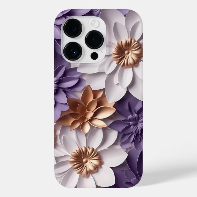 Funda De Case-Mate Para iPhone Elegancia floral 3D Gold y Purple (Reverso )