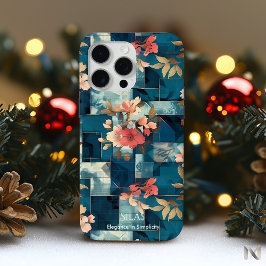 Funda Para iPhone 15 Pro Max Elegancia Floral – Artística Coral y Turquesa