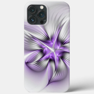 Funda Para iPhone 13 Pro Max Elegancia floral moderna arte abstracto violeta fr