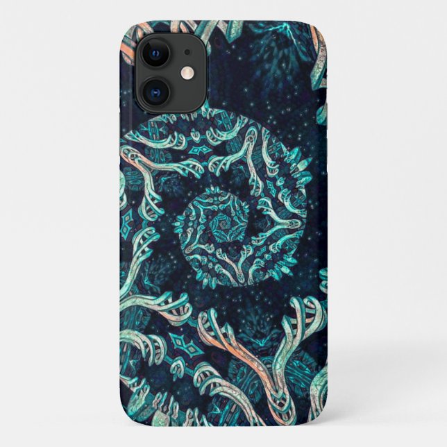 Funda De Case-Mate Para iPhone Elegancia fractal oscura (Reverso)