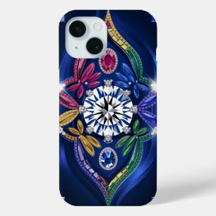 Funda Para iPhone 15 Elegancia Opulenta: Diamante y Gemstone grabados