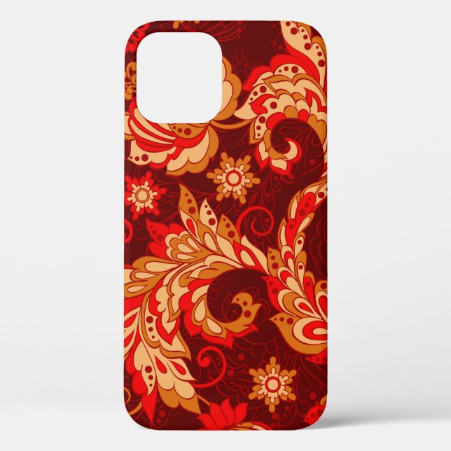 Funda De Case-Mate Para iPhone elegancia sin fisuras con flores étnicas, vin (Reverso )