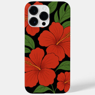 Funda Para iPhone 14 Pro Max De Case-Mate Elegancia tropical Hibiscus rojo en negro