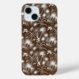 Funda Para iPhone 15 Elegancia vintage de abrazo: Palmeras blancas