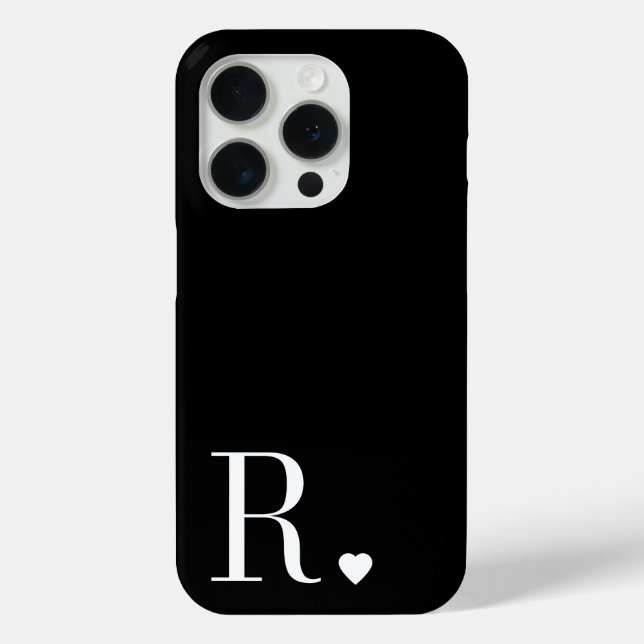Funda De Case-Mate Para iPhone Elegant black & white monogram initial (Reverso )