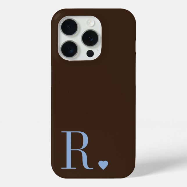 Funda De Case-Mate Para iPhone Elegant brown &dusty blue monogram initial (Reverso )