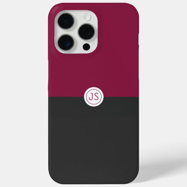 Funda De Case-Mate Para iPhone Elegant Burgundy and Black Monogram (Reverso )