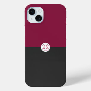 Funda Para iPhone 15 Mini Elegant Burgundy and Black Monogram